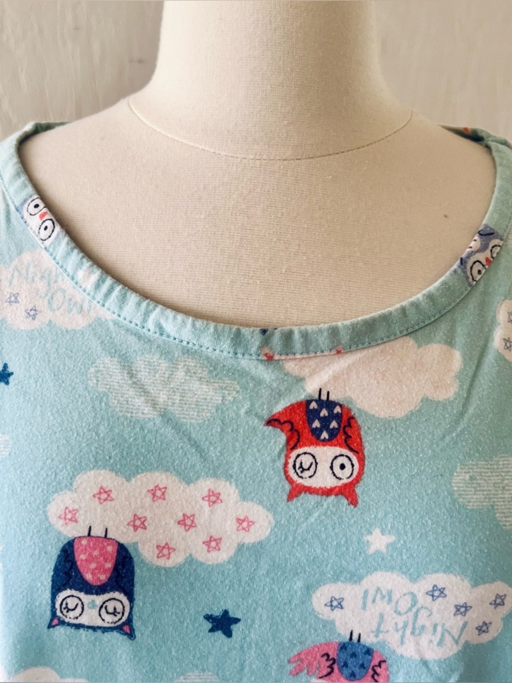 Secret Treasures Blue Owl Print Short-Sleeve Nightgown - Picture 3 of 8